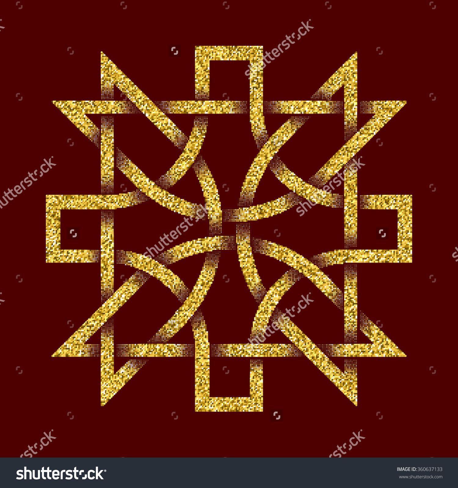 Red Celtic Logo - Golden glittering #logo template in #Celtic knots style on dark red