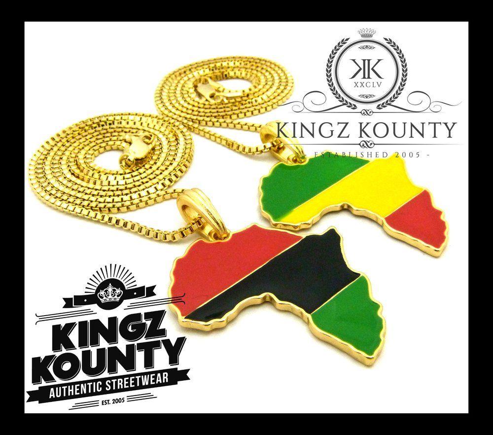 Black Red and Green Africa Logo - DOUBLE AFRICA-RED-GOLD-GREEN-BLACK / KINGZ KOUNTY