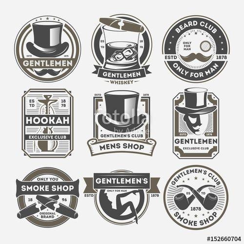 Man with Mustache Logo - Gentleman vintage isolated label set. Smoke shop badge, beard club ...