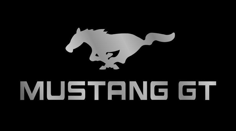 Mustang GT Logo - New Ford Mustang GT Word and Logo Black Stainless Steel License ...