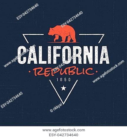 Grizzly Print Logo - Vintage typography grizzly bear and Image