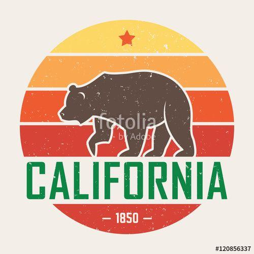 Grizzly Print Logo - California t-shirt with grizzly bear. T-shirt graphics, design ...