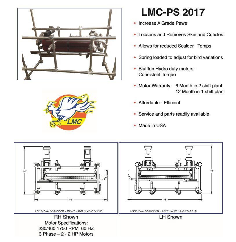 PS 60 Paw Logo - Poultry LMC-PS-2017 Paw Scrubber by Lewis Machine Company