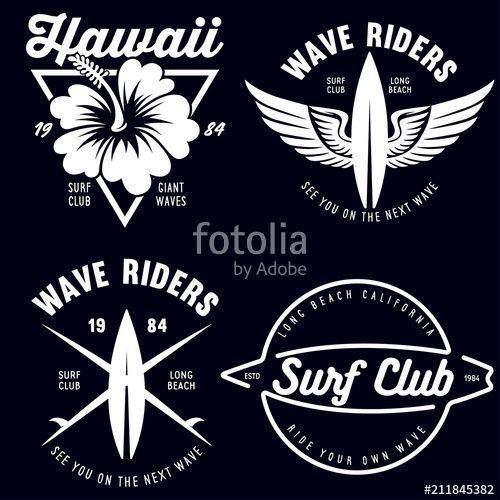 Vintage Surf Logo - Set of Vintage Surfing Graphics and Emblems for web design or print