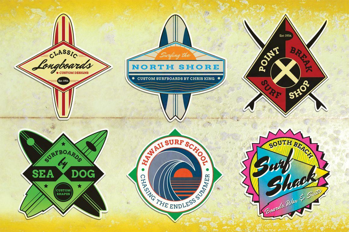 Vintage Surf Logo - Surf Logos and Stickers - Editable Vector Designs