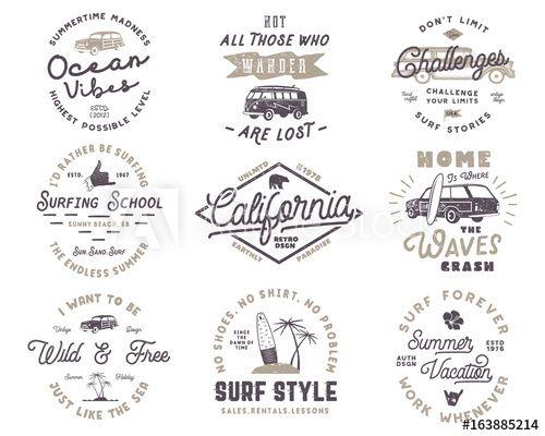 Vintage Surf Logo - Set of Vintage Surfing Graphics and Emblems for web design or print