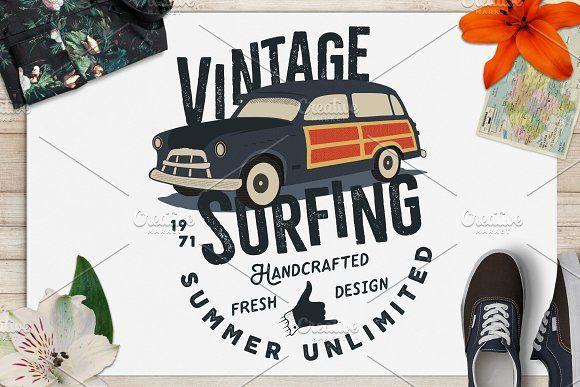 Vintage Surf Logo - Vintage Surfing Badge / Surf Logo ~ Illustrations ~ Creative Market