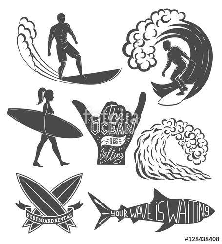 Vintage Surf Logo - Set of surfing vintage design elements. Surf logo vector ...