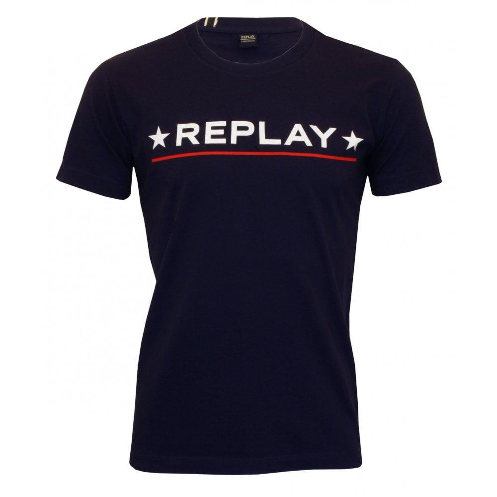 Navy Star Logo - Replay Star Logo T Shirt, Navy. Replay Men's T Shirts