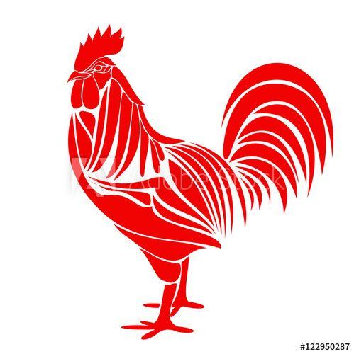 Red Bird Chicken Logo - Red Rooster. Vector illustration for card, emblem and logo design