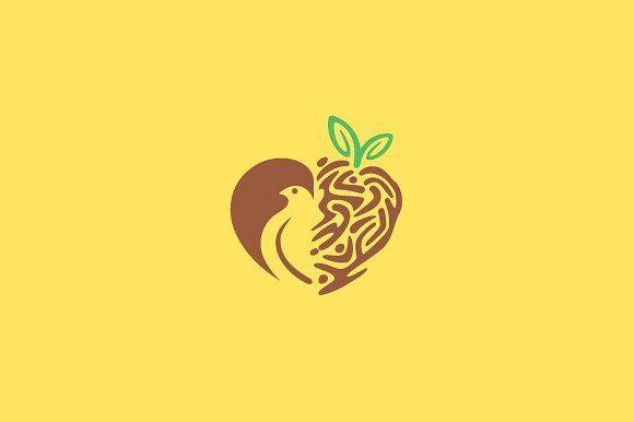 Heart Nest Logo - Heart Love Dove Nest Logo ~ Logo Templates ~ Creative Market