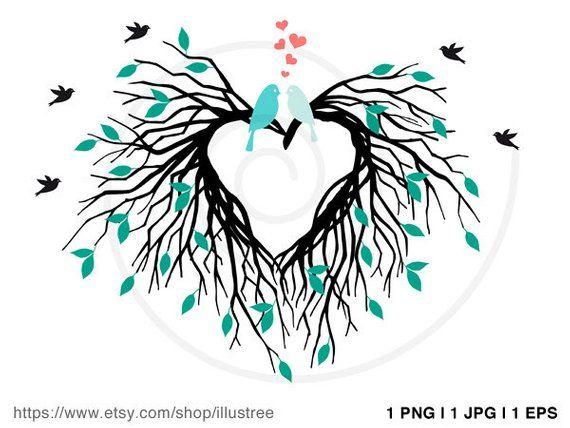 Heart Nest Logo - Heart nest digital clip art wedding invitation wedding tree | Etsy