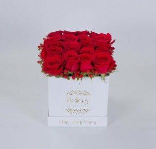 White Box with a Red a Logo - White Box Red Roses in Yonkers, NY - YONKERS FLORIST- BELLA'S FLOWER ...