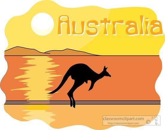 Australia Kangaroo Clip Art Logo - Australia Clipart- australia-kangaroo-sunet-03 - Classroom Clipart