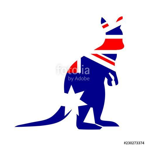 Australia Kangaroo Clip Art Logo - Australian Kangaroo With Flag Stock Image And Royalty Free Vector