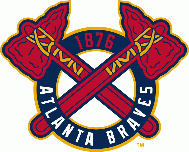 Blue Atlanta Braves Logo - Atlanta Braves Alt Logo - Crossed tomahawks on a blue circle with ...