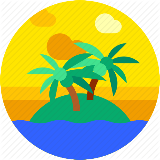 Beach Circle Logo - Beach, circle, coconut trees, flat icon, island, landscape, sea icon