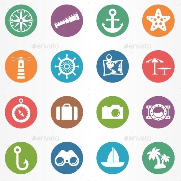 Beach Circle Logo - Sea and Beach Circle Icons by artsterdam | GraphicRiver