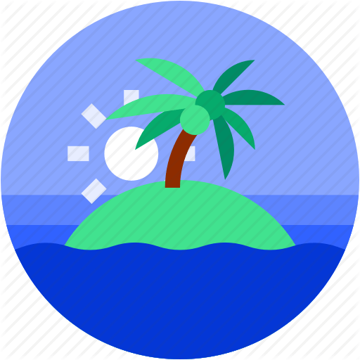 Beach Circle Logo - Beach, circle, flat icon, island, landscape, sea, tropical icon
