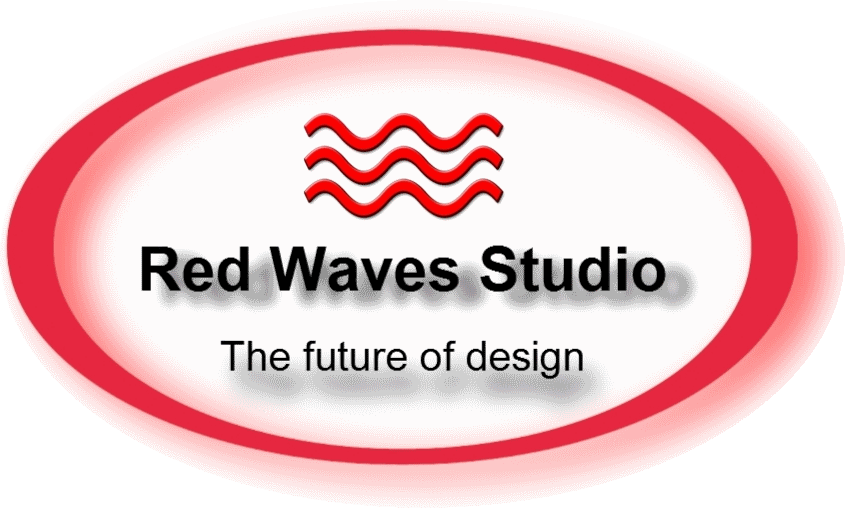 Mountains and Red Oval Logo - Red wave Logos