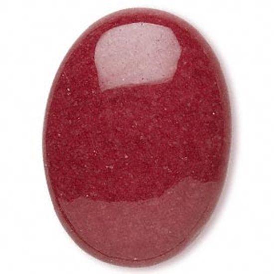 Mountains and Red Oval Logo - HobbyFeast. Cabochon mountain jade (dyed) red, 30x22mm oval x1