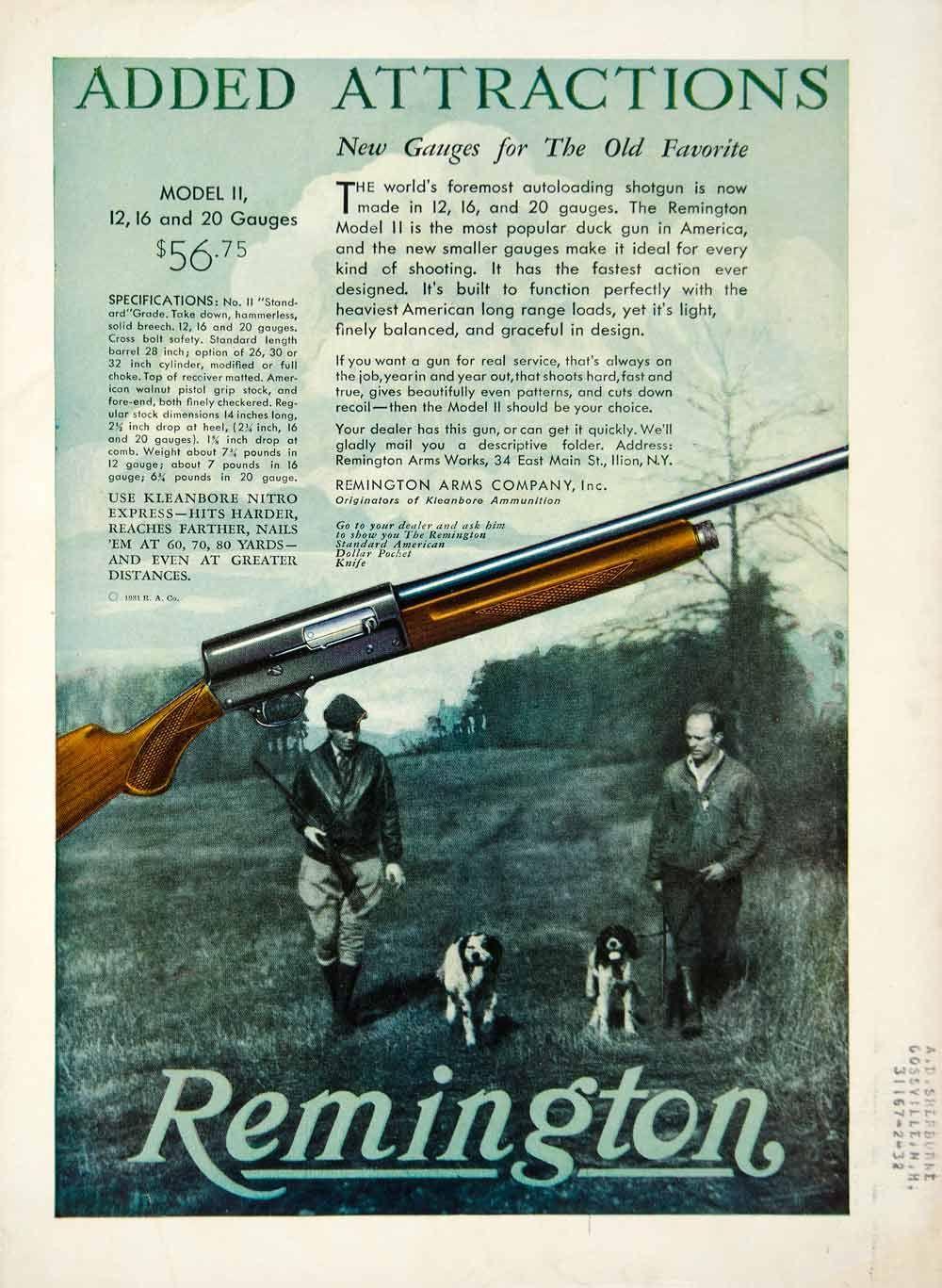 Remington Duck Logo - 1931 color print ad for the Remington Model II autoloading shotgun ...