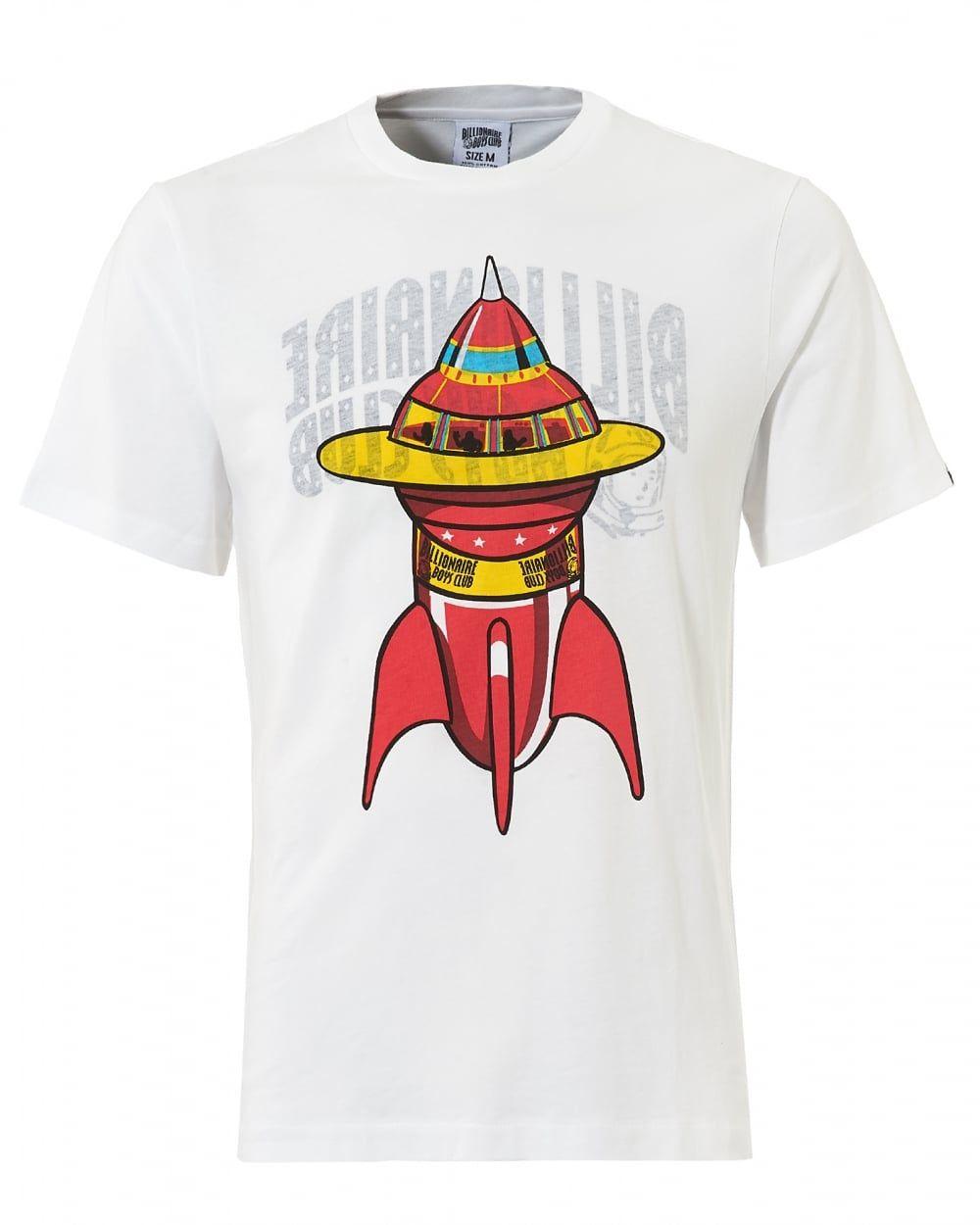 Red Billionaire Boys Club Logo - Billionaire Boys Club Mens Spaceship T-Shirt, Logo Reversed White Tee