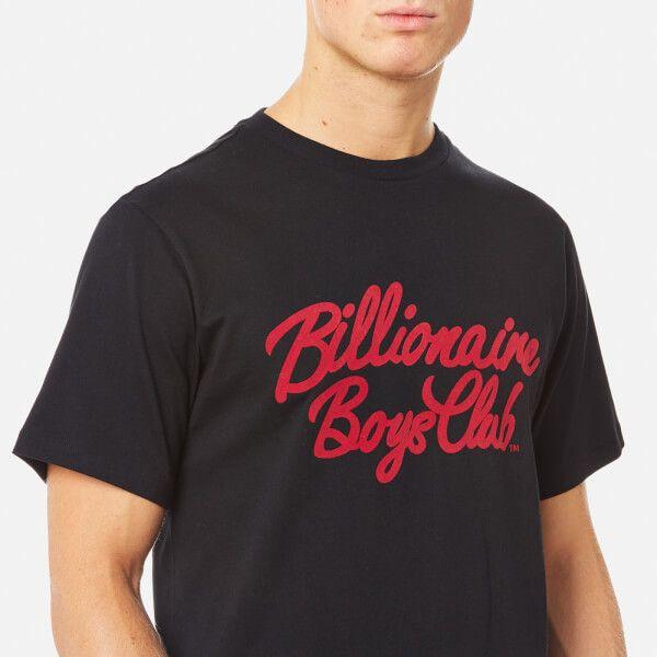 Red Billionaire Boys Club Logo - Billionaire Boys Club Men's Flock Script Logo T Shirt