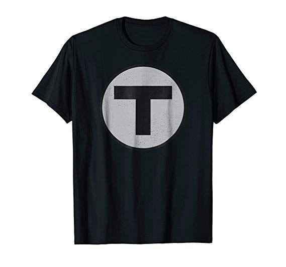 MBTA Logo - Amazon.com: Boston T T-Shirt Vintage MBTA Train Tee: Clothing