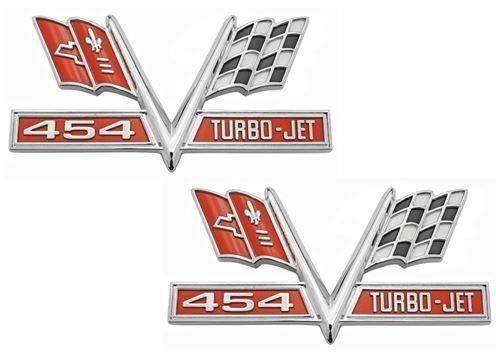 SS 454 Logo - V Flag Chevelle And Nova Fender Emblem, Vee Cross Flags