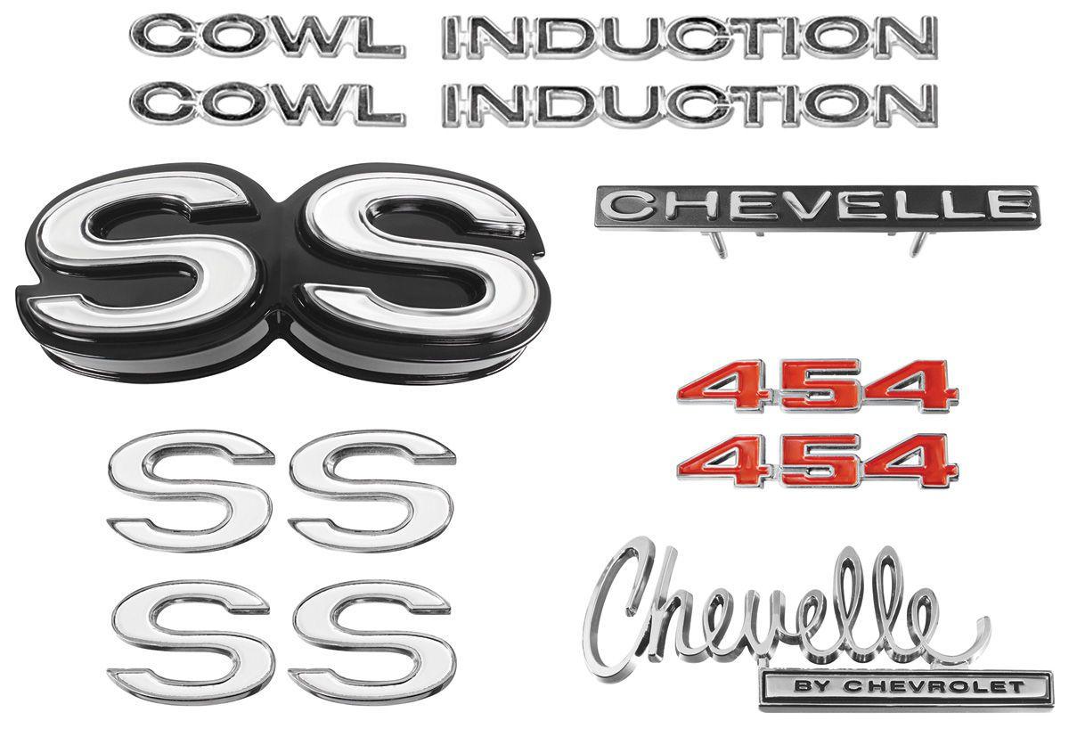 SS 454 Logo - Nameplate Kit, 1970 Chevelle SS454 W Cowl Induction OPGI.com
