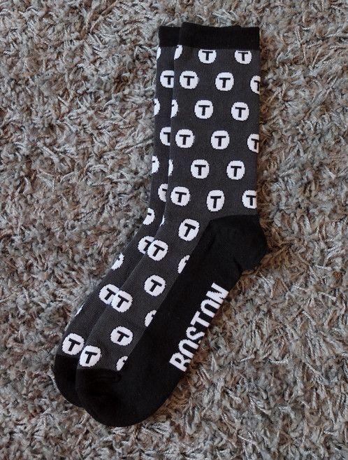 MBTA Logo - MBTA Logo Socks Charcoal Black