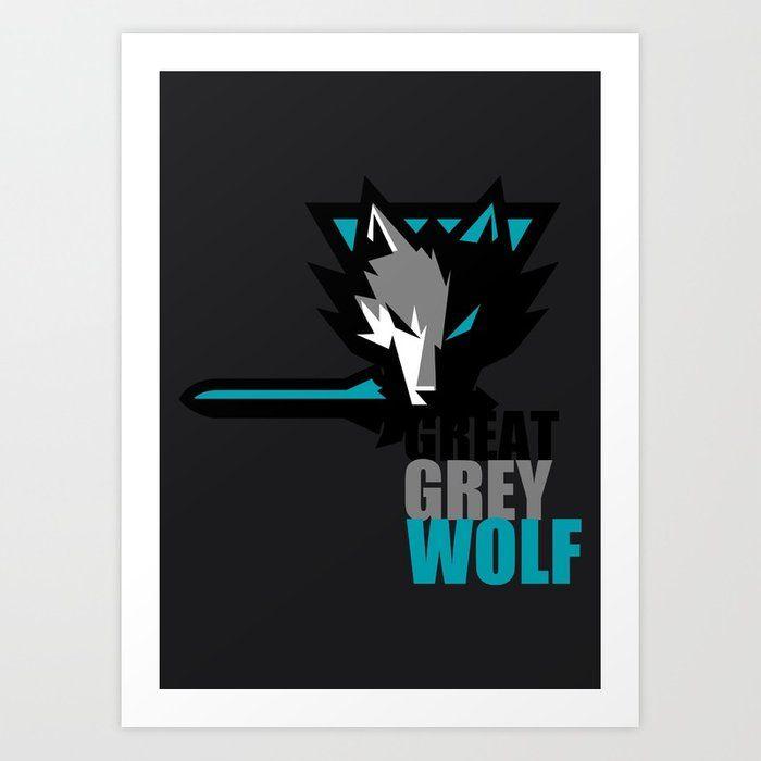 Grey Wolf Logo - Great Grey Wolf Art Print by johnsword | Society6