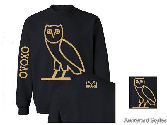 Gold OVO Drake Logo - Unisex OVO Drake CREWNECK gold owl ovoxo Octobers very own weekend