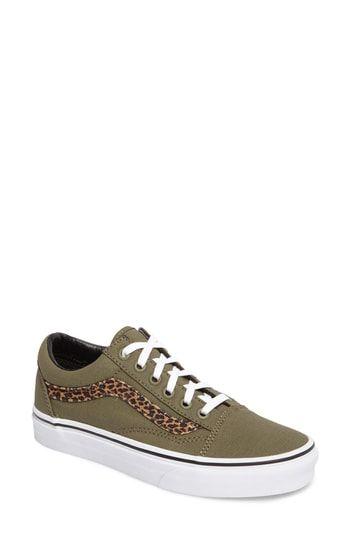 Army Vans Logo - Vans Men'S Old Skool Logo Canvas & Leather Lace Up Sneakers In Army