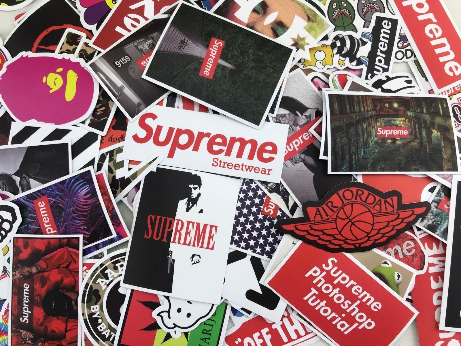 Supreme BAPE Off White Logo - Details about 100 RANDOM Sticker pack Hypebeast, supreme, bape, off