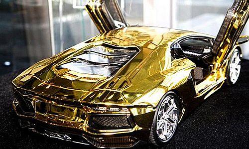Gold Lambo Logo - $7.5M Scale Model of Lamborghini Aventador Is Fashioned From a Half ...