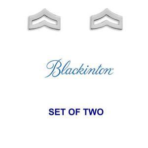 Two Silver Chevrons Logo - SET BLACKINTON 1 RANK INSIGNIA COLLAR BRASS PINS CHEVRON CORPORAL