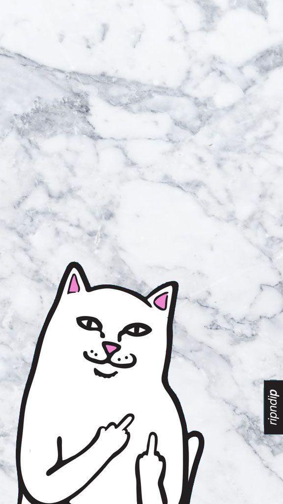 Ripndip Cat Logo - RIP n DIP white cat w/middle finger | Lockscreens | Pinterest ...