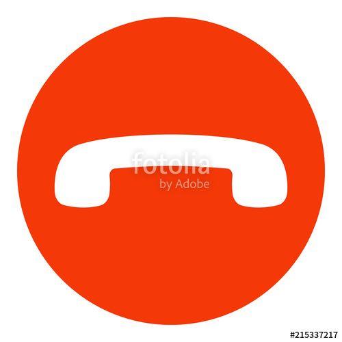 Red Call Logo - Decline phone call button. Handset icon. Red. Vector.