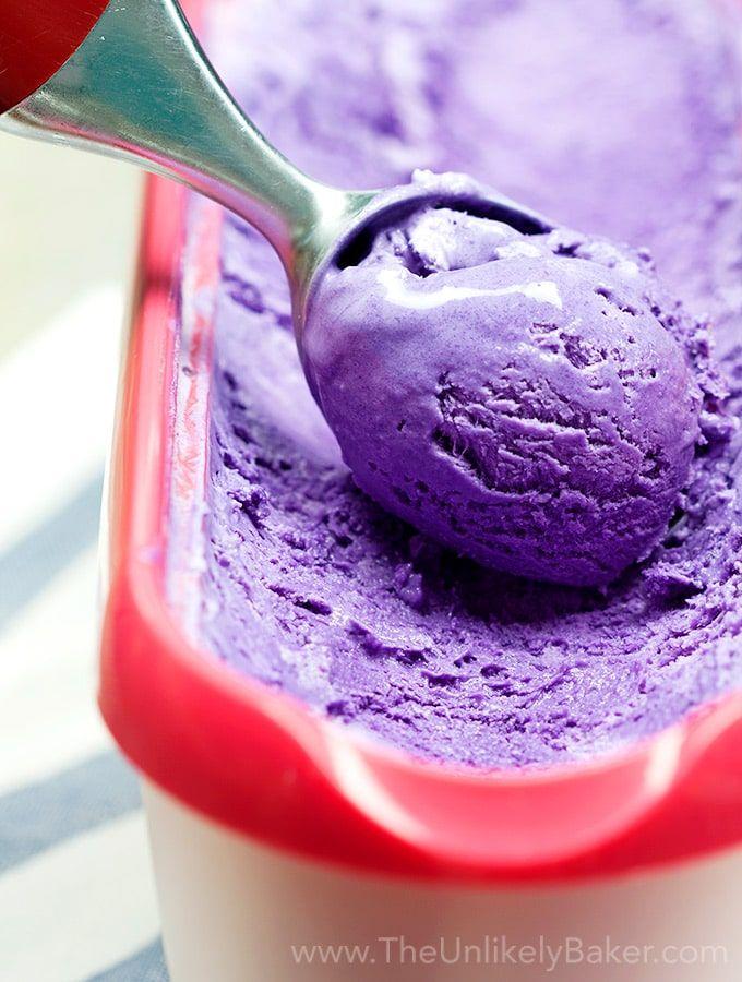 Purple Ice Cream Logo - Homemade Ube Ice Cream (No Ice Cream Maker!) - The Unlikely Baker