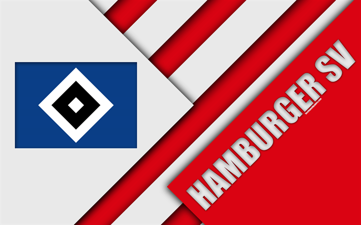 German Red White Logo - Download wallpapers Hamburger SV, 4k, red white abstraction ...