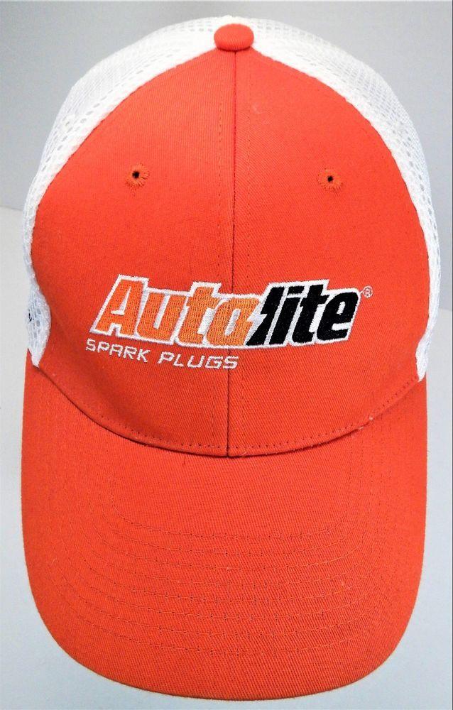 NASCAR Promo Logo - Autolite Spark Plugs NASCAR Promo Hat Orange W White Mesh Nu Fit