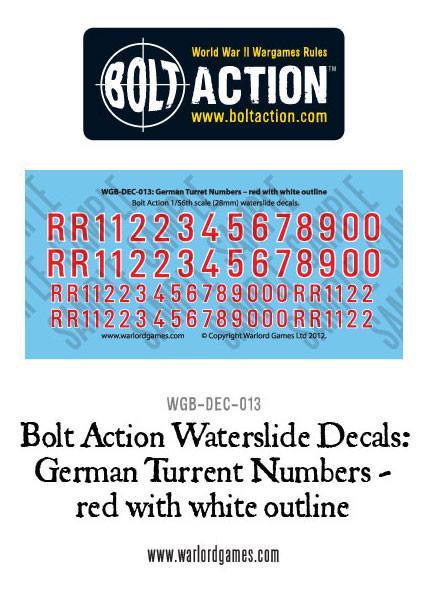 German Red White Logo - Bolt Action German Turret numbers with white outline decal