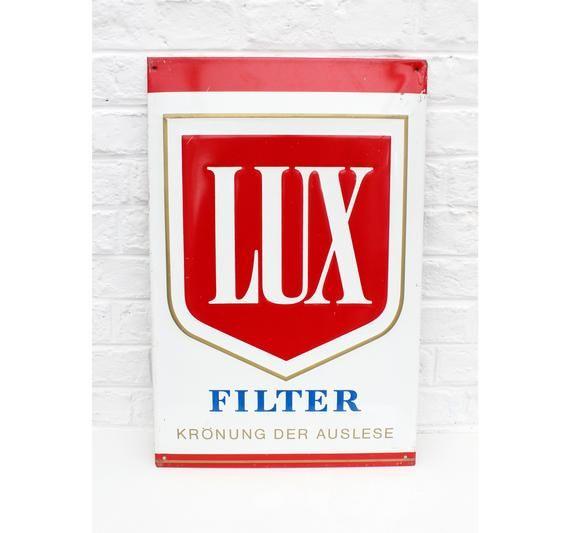 German Red White Logo - Large Vintage German advertising metal sign Lux cigarette | Etsy