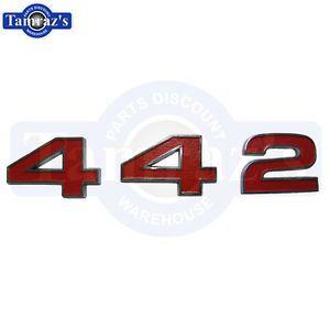 Red Numbers Logo - 1972 72 Cutlass 442 Grille Numbers Emblem Chrome Front Grill Red | eBay