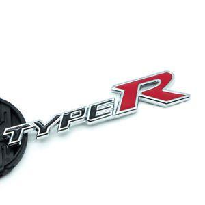 3D Sports Car Logo - Black With Red Chrome Type R Emblem Badge Car Body 3D Sport Logo For ...