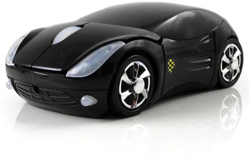 3D Sports Car Logo - Microware Black Wireless Mouse 2.4GHz Wireless 3D Sports Racing Car
