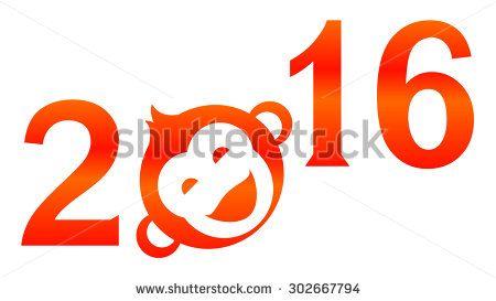 Red Numbers Logo - Monkey, 2016, fiery, red. Red, fiery lettering, numbers 2016, the ...