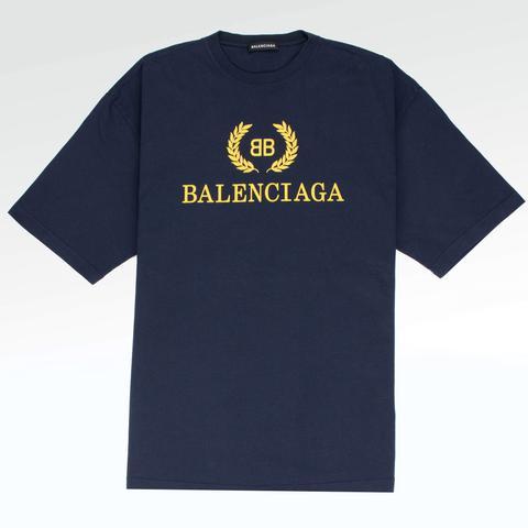 Blue Yellow Crown Logo - Balenciaga BB Crown Logo Blue Yellow T Shirt – Crepslocker